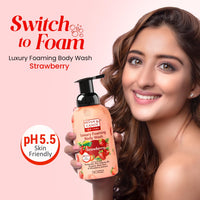 Bryan & Candy Luxury Foaming Body Wash with Pentavitin, Pro Vit B5, Argan Oil, Skin Friendly pH 5.5, All Skin Types, 400 Ml (Strawberry)