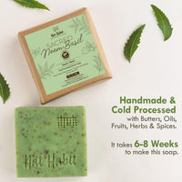 Nat Habit Cold Processed Sacred Neem-Basil Butter Bath Soap- Antibacterial For Soothing, Skin Wellness, Scar Reduction & Exfoliation (Pack of 2 X125gm)