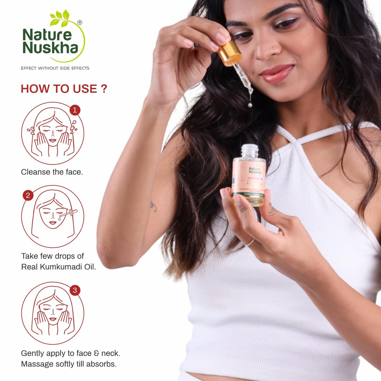 Nature Nuskha Real Kumkumadi Oil 25ml-Anti-Ageing Face Serum with Niacinamide, Folic acid, Vitamins E & C-For Men and Women-Kumkumadi Tailam-Reduces Dark Spots, Evens Skin Tone, Improves Brightness,Makes Skin Soft and Supple