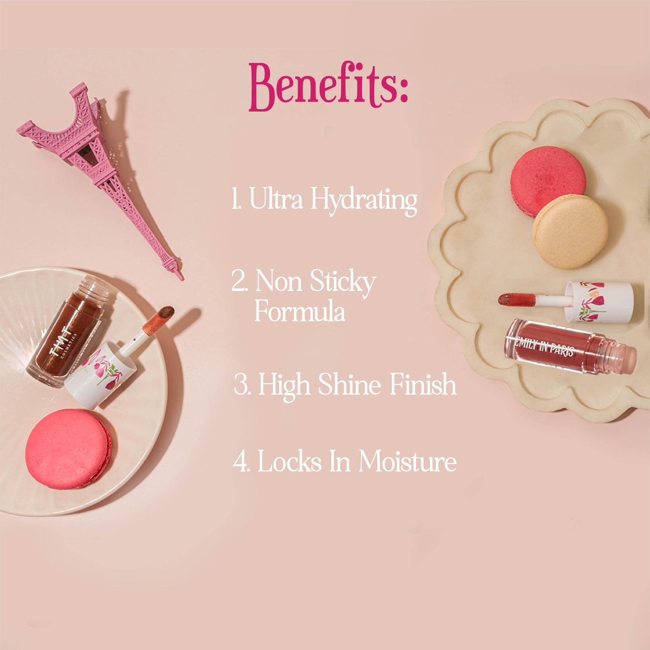 Tint Cosmetics Emily in Paris Hydrating Lip Gloss. Ultra-hydrating, Non-sticky Formula for a High-shine Finish. Non-sticky, Lightweight & Long-lasting with the Goodness of Grapeseed & Vitamin E Oil. Rosy Mocha (Pink), 5ml