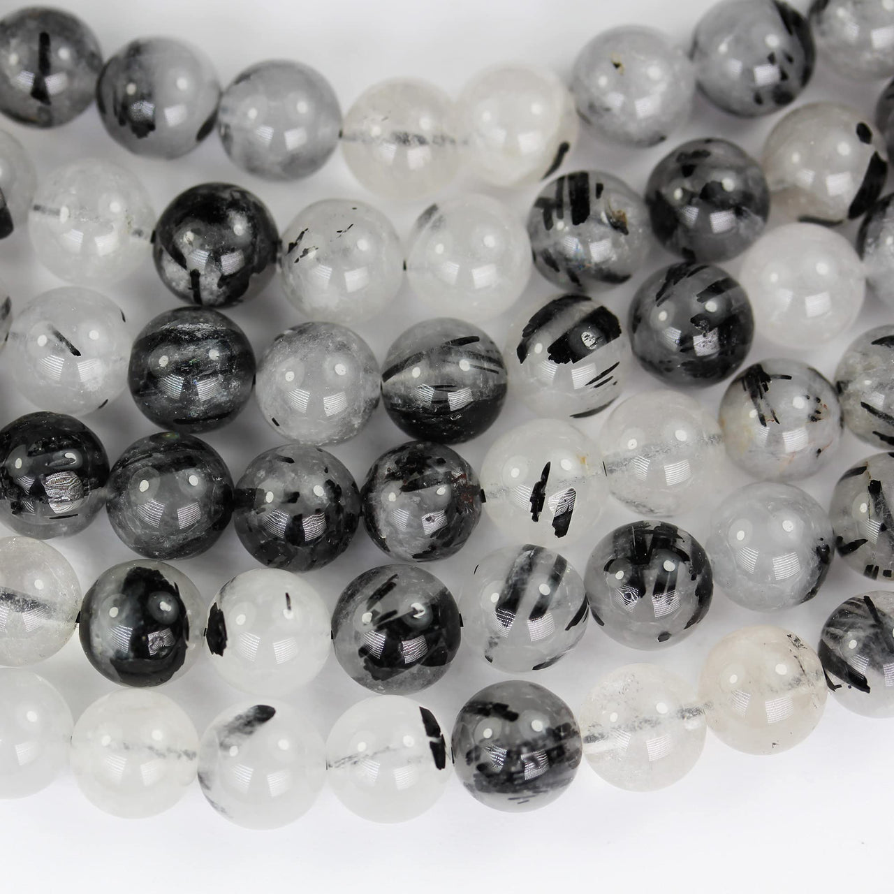 Rutilated Quartz 8mm Natural Gemstone Beads for Jewelry Making Energy Healing Crystals Jewelry Chakra Crystal Jewerly Beading Supplies Black Rutilated Quartz 15.5inch About 46-48 Beads