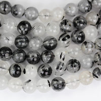Rutilated Quartz 8mm Natural Gemstone Beads for Jewelry Making Energy Healing Crystals Jewelry Chakra Crystal Jewerly Beading Supplies Black Rutilated Quartz 15.5inch About 46-48 Beads