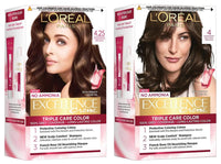 L'OREAL PARIS Excellence Creme Hair Color, 4.25 Aishwarya's Brown, 72Ml+100G And L'Oreal Paris Excellence Creme Hair Color, 4 Natural Dark Brown, 72Ml+100G, 2 Count