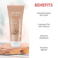Jovees Herbal Apricot & Almond Face Scrub with Almond, Apricot & Wheatgerm Oil For Normal to Dry Skin | Gently Removes dead Skin, Anti-Pigmentation, Tan Removal, Smooth and Clear Complexation 100g