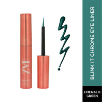 ZM Zayn & Myza Blink It Chrome Eyeliner | Metallic Finish | Smudgeproof, Transfer-proof & Waterproof Formula | Long lasting | Enriches with Rosehip Oil | Emerald Shine, 3.5 G