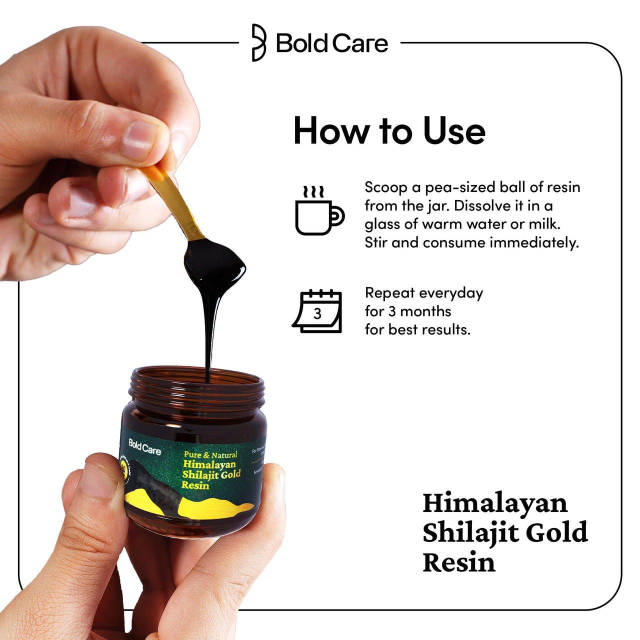 Bold Care 100% Pure Himalayan Shilajit 24K Gold Resin (20gms) with 80+ Effective Minerals and 75% Fulvic Acid | Helps with stamina, metabolism & muscle recovery | Original Shilajeet