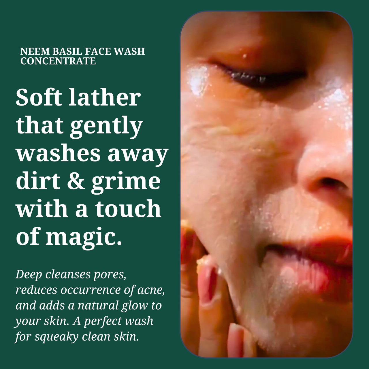 Rustic Art Organic Neem Basil Face Wash Concentrate | Anti acne (pimples), sulphate, paraben free cleanser for women & men | Suitable for teenagers | 50g (Pack of 1)