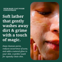 Rustic Art Organic Neem Basil Face Wash Concentrate | Anti acne (pimples), sulphate, paraben free cleanser for women & men | Suitable for teenagers | 50g (Pack of 1)