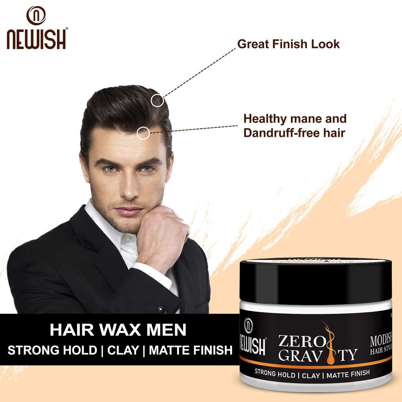Newish Zero Gravity Hair Wax for Men | 100 gm | Strong Hold, Matte Finish, Long-Lasting | Hair Styling Wax for All Hair Types