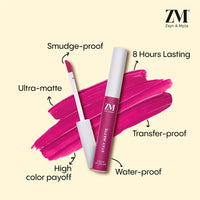 ZM Stay Matte Transfer-proof Lip Color | Matte Texture | Liquid Lipstick | Waterproof and Smudgeproof | Cruelty-free, 6 ML (Pink Pout)