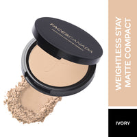 FACESCANADA Magneteyes Kajal- 2 In 1 Black, Black, & Weightless Matte Compact Powder Spf 20, Enriched With Shea Butter And Vitamin E, Non Oily Matte Finish, Ivory 9Gm