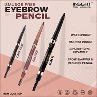 INSIGHT COSMETICS SMUDGE FREE EYEBROW PENCIL (Brown) & Insight Non Transfer Lip Color Combo