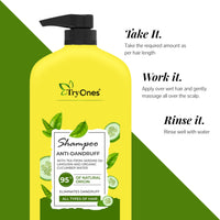 TryOnes Anti Dandruff Shampoo, Clears away dandruff flakes, Relieves from excessive oil,1000 ml