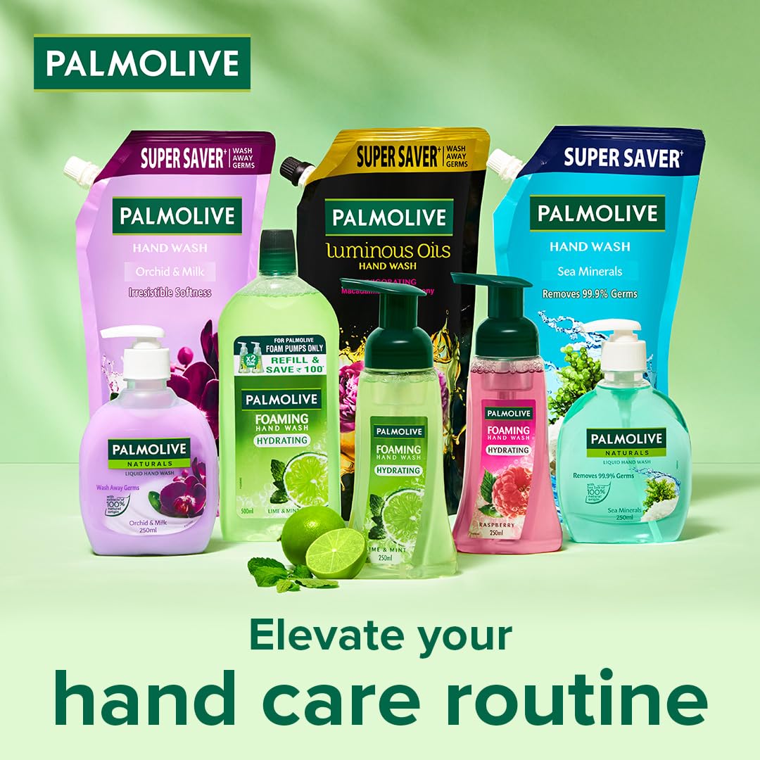 Palmolive Hydrating Foaming Lime & Mint Liquid Hand Wash, 500ml Refill Bottle, Removes Germs, Refreshing Fragrance