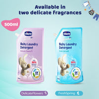 Chicco Baby Liquid Laundry Detergent, 5X Stain & Germ Fighter, Kills 99% of Germs, Dermatologically Tested, Effective & Gentle Cleaning, Fresh Springs, Refill pack (500 ML)