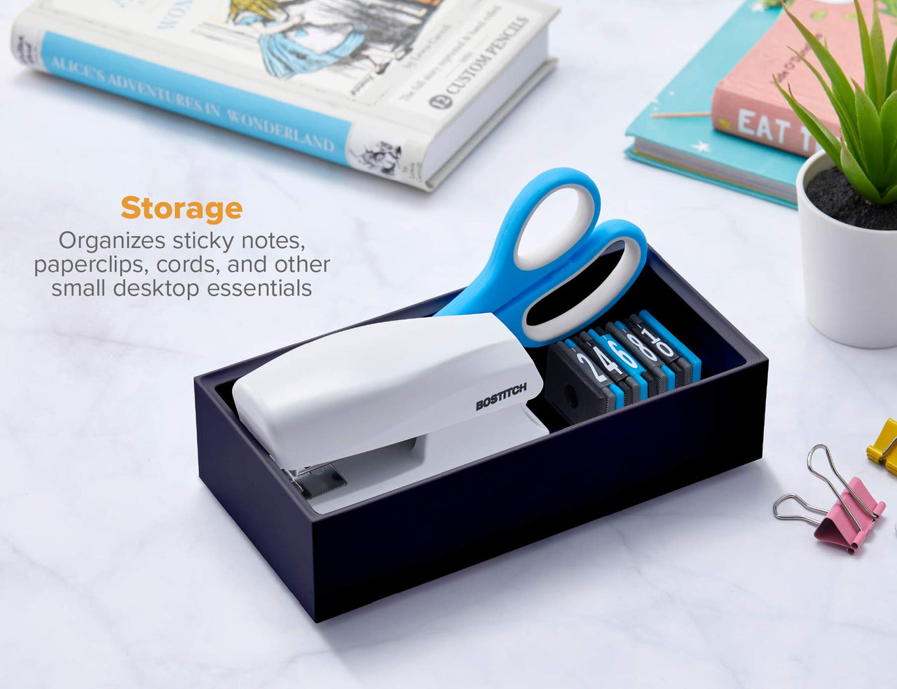 Bostitch Office Konnect Desk Organizer Accessory Tray, Wide, Stacks for Desktop Storage, Black Wide Accessory Tray