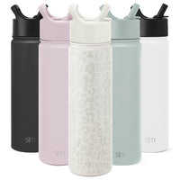 Simple Modern Leopard Water Bottle with Straw Lid Vacuum Insulated Stainless Steel Metal Thermos Bottles | Reusable Leak Proof BPA-Free Flask for Sports | Summit Collection | 22oz, Cream Leopard Pattern: Cream Leopard