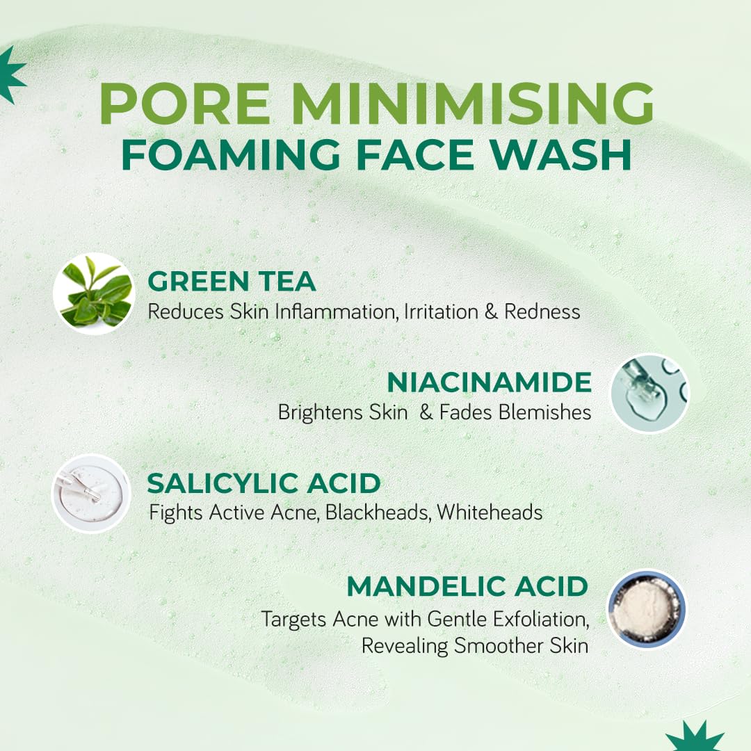 Moody Acnexpert Foaming Face Wash Cleanser for Oily, Acne Prone Skin with 2% Salicylic Acid & Green Tea | Alcohol & Sulphate Free Face Wash for Men & Women | Suitable for All Skin Type, 80ml