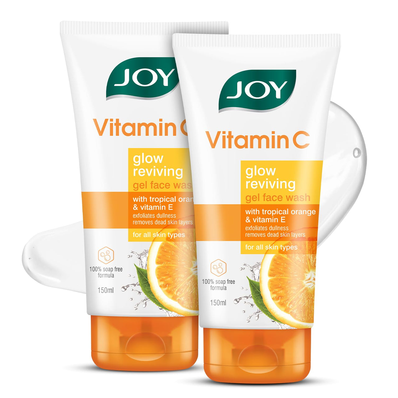 Joy Vitamin C Brightening Face Wash For Bright and Glowing Skin 150ml x 2 | Fades Blemishes and Restores Skin Barrier | Gentle Cleanser for All Skin Types