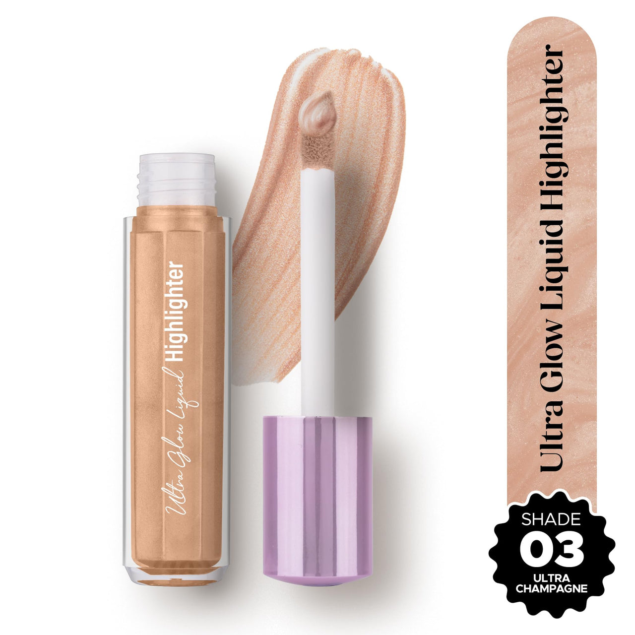 Hilary Rhoda Ultra Glow Liquid Highlighter | Illuminating & Glitter Liquid Highlighter | Dewy Finish | Cruelty-Free & Vegan | Luminescent Finish | Weightless -3.8g (Ultra Champagne - Shade 03)