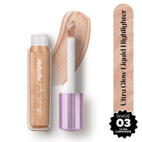 Hilary Rhoda Ultra Glow Liquid Highlighter | Illuminating & Glitter Liquid Highlighter | Dewy Finish | Cruelty-Free & Vegan | Luminescent Finish | Weightless -3.8g (Ultra Champagne - Shade 03)