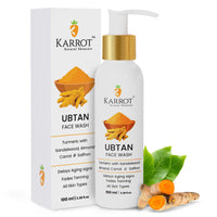 Karrot Natural Skincare Ubtan Detan Face Wash, Fades Tanning and Promotes Youthfulness, Turmeric with Sandalwood, Almond, Carrot and Saffron, Ideal for Men and Women, 100 ml