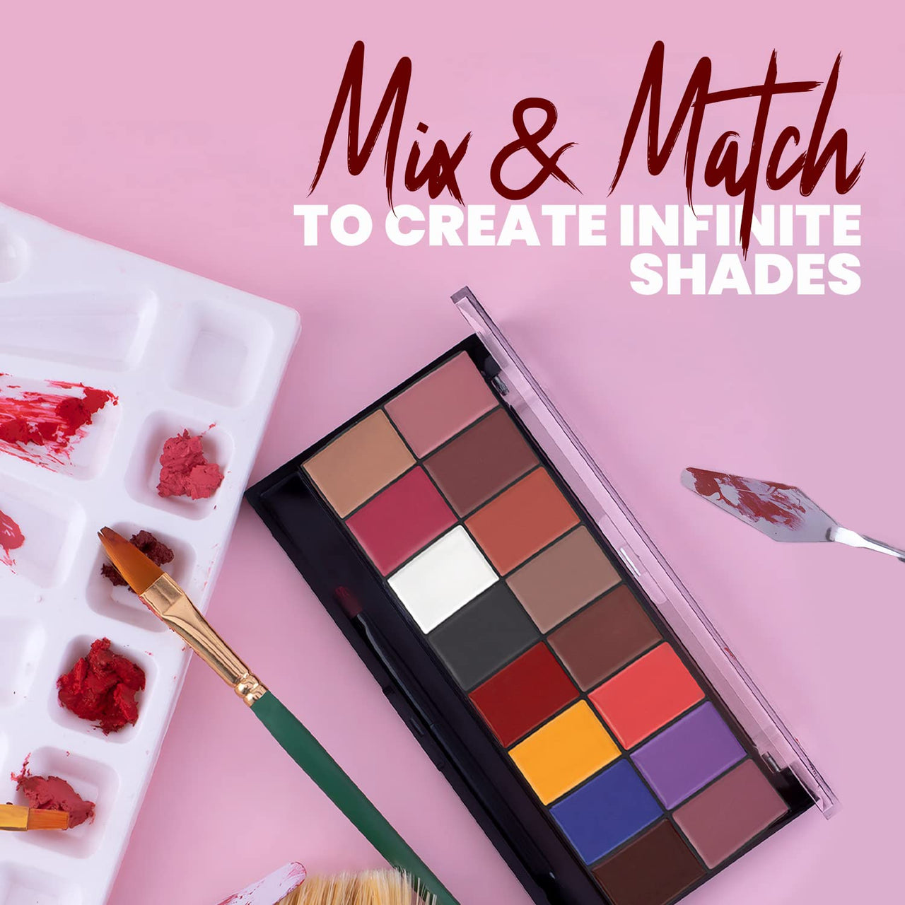 MARS Infinity Lip Palette | Demi Matte | 16 Colors to Infinte Lipstick Colors | Free Spatula cum Applicator (36.0 gm) (01-Multicolor)