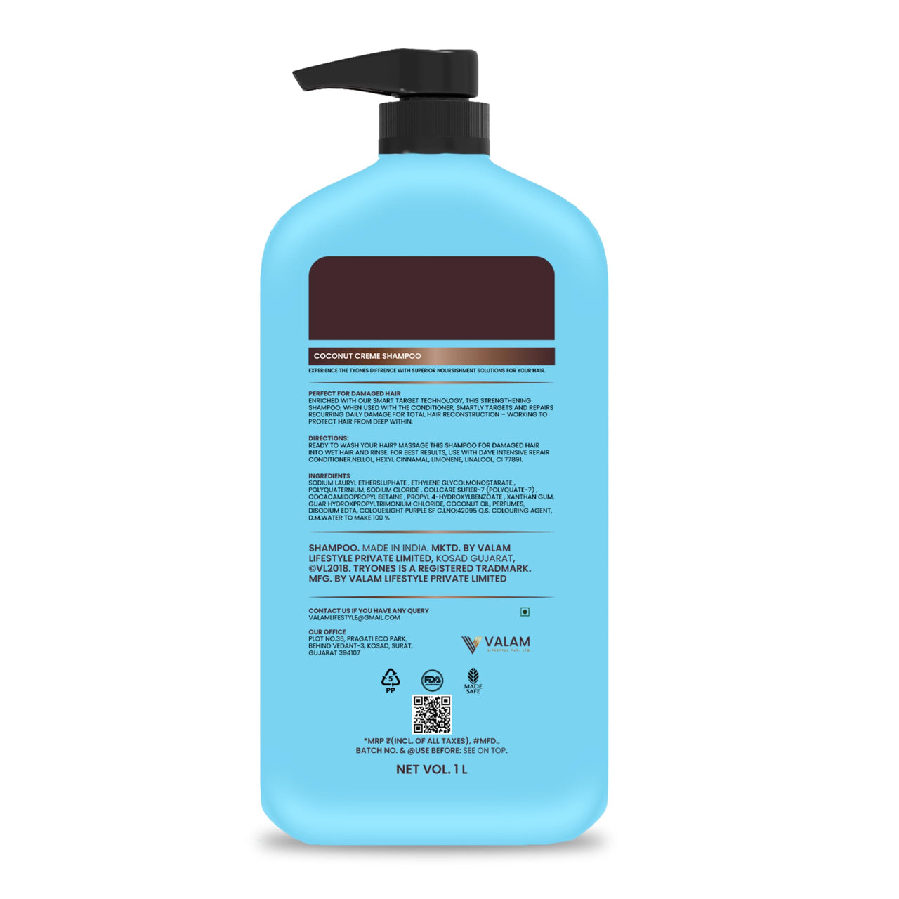 TryOnes Coconut Cream Shampoo For Hair Fall/Strength/Damage/Thinning Strong & Shiny Hair Soft, silky hair I Shampoo for Women and Men - 1000ml