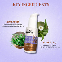 Just Herbs Rosemary Bhringraj Hair Serum for Silky & Smooth Hair | Helps Nourish and Improve Hair health No Harmful Parabens or Silicons 80 ml