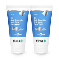 The Derma Co 2% Sali-Cinamide Anti-Acne Face Wash | With 2% Salicylic Acid & 2% Niacinamide | Treats Active Acne & Fades Marks I For Oily & Combination Skin | Power of 2 Actives | For Men & Women | 150 ml x 2