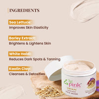 La Pink Ubtan Face Mask with White Haldi & Kesar | Reduces Blemish, Pigmentation, Dark Spot & Tan Removal | 100% Microplastic Free Formula | All Skin Types | 100g