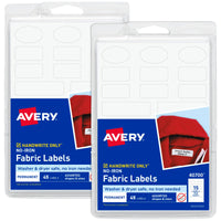 Avery No-Iron Fabric Labels, Assorted Shapes and Sizes, Washer and Dryer Safe, Non-Printable, 45 Labels Per Pack, 2-Pack, 90 Total (30700) 2 Pack Clothing Labels