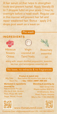 The Nature Mill Hibiscus Rosemary Hair Serum Oil. For stronger hair. 100ml (Coconut Peppermint)