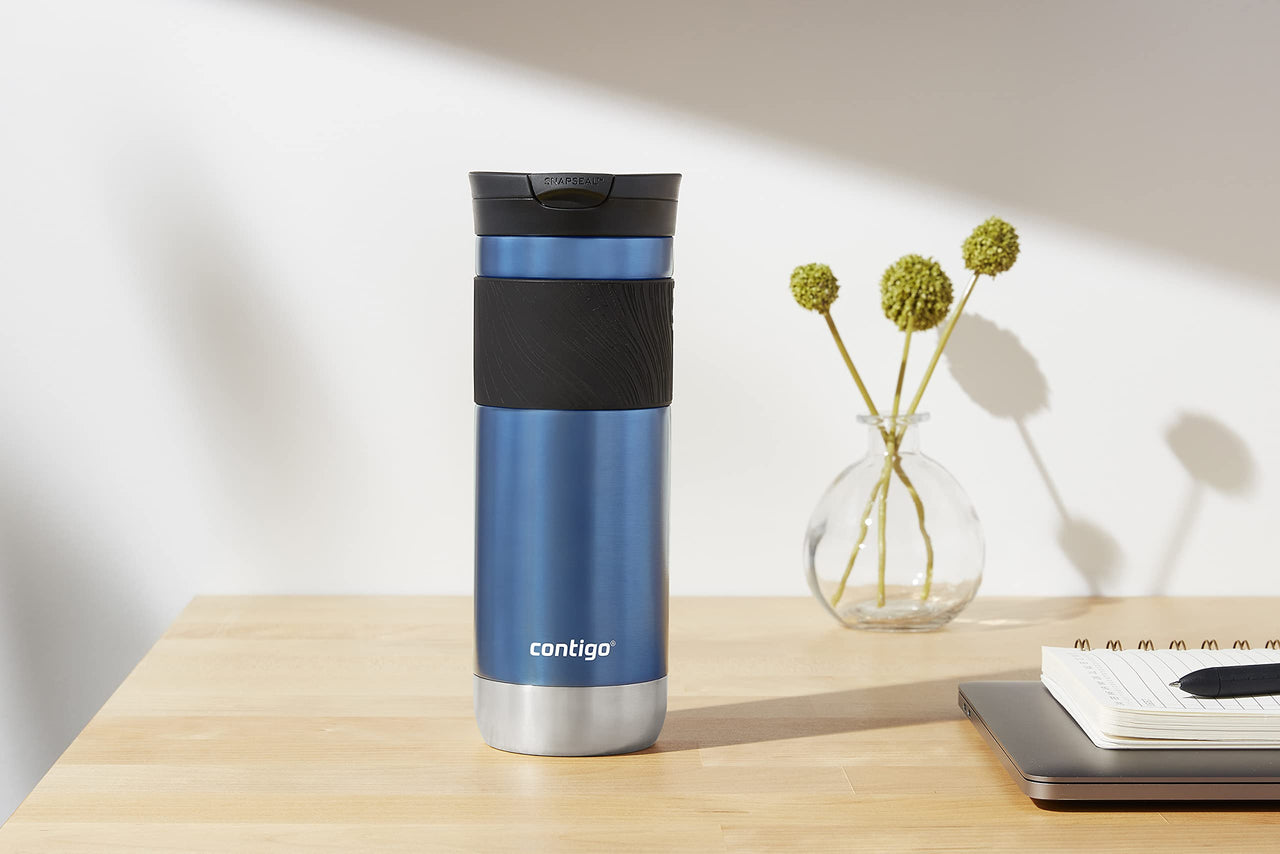 Contigo 20oz Vacuum-Insulated Stainless Steel Leak-Proof Travel Mug, Keeps Drinks Hot/Cold - 2-Pack Blue Corn & Midnight Berry Blue Corn/Midnight Berry 20oz 2 Pack