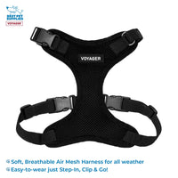 Voyager Step-in Lock Dog Harness w Reflective Dog Leash Combo Set with Neoprene Handle 5ft - Supports Small, Medium and Large Breed Puppies/Cats by Best Pet Supplies - Black, L Harness Leash Set (Black) L (Chest: 20 - 25