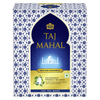 Taj Mahal Tea Bags 100 pcs, Rich and Flavourful Chai - Premium Blend of Powdered Fresh Loose Tea Leaves Flavour : orange