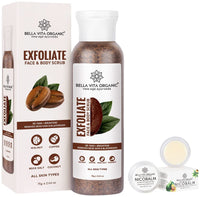 Bella Vita Organic Exfoliate Coffee Scrub For Face & Body, 75 g & Bella Vita Organic Lip Balm 5 gm for Men and Women Enriched with Vitamin E, Shea Butter, Cocoa Butter and Jojoba Oil
