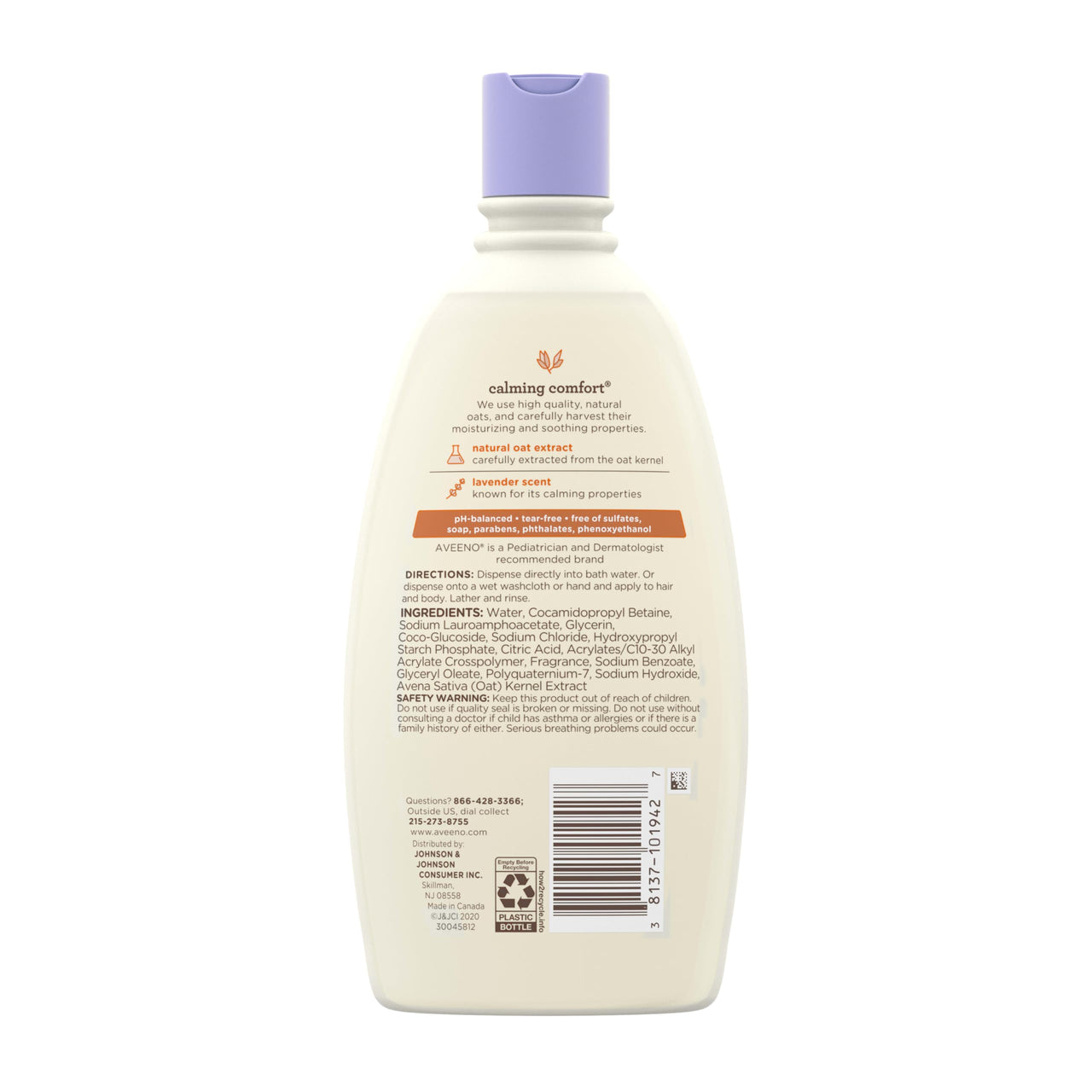 Aveeno Baby Calming Comfort Bath Lavender & Vanilla Lotion 18 Ounce