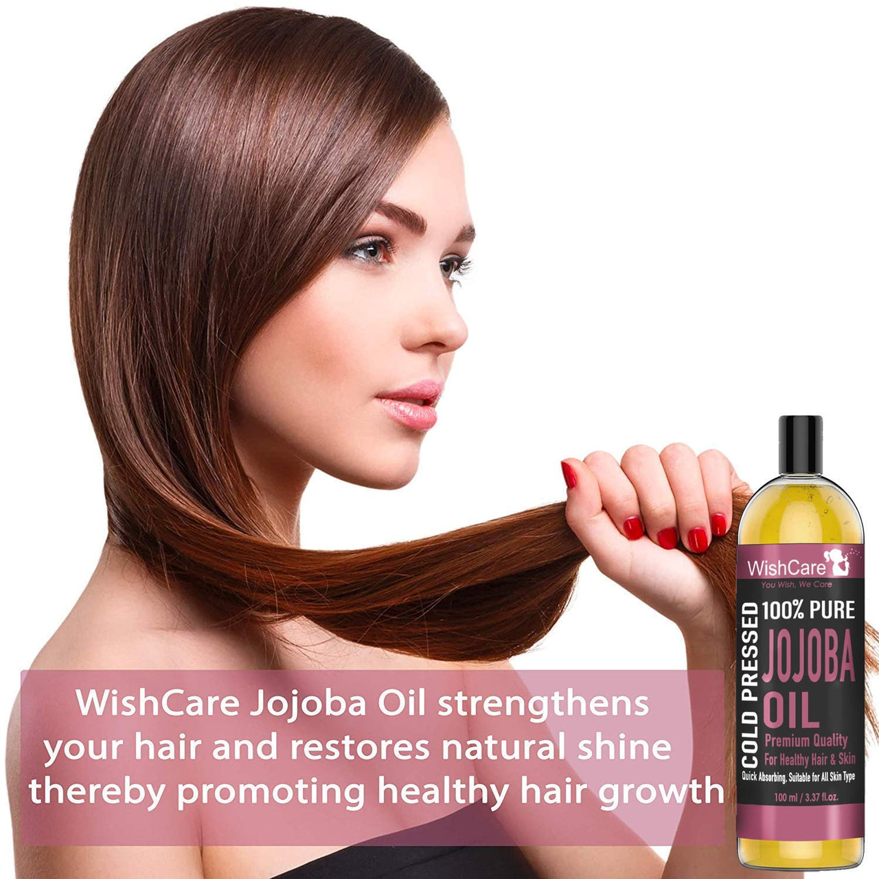 WishCare Pure Cold Pressed Natural Unrefined Jojoba Oil - Moisturizer For Skin, Hair and Nails, 100 ml (Pack of 2)
