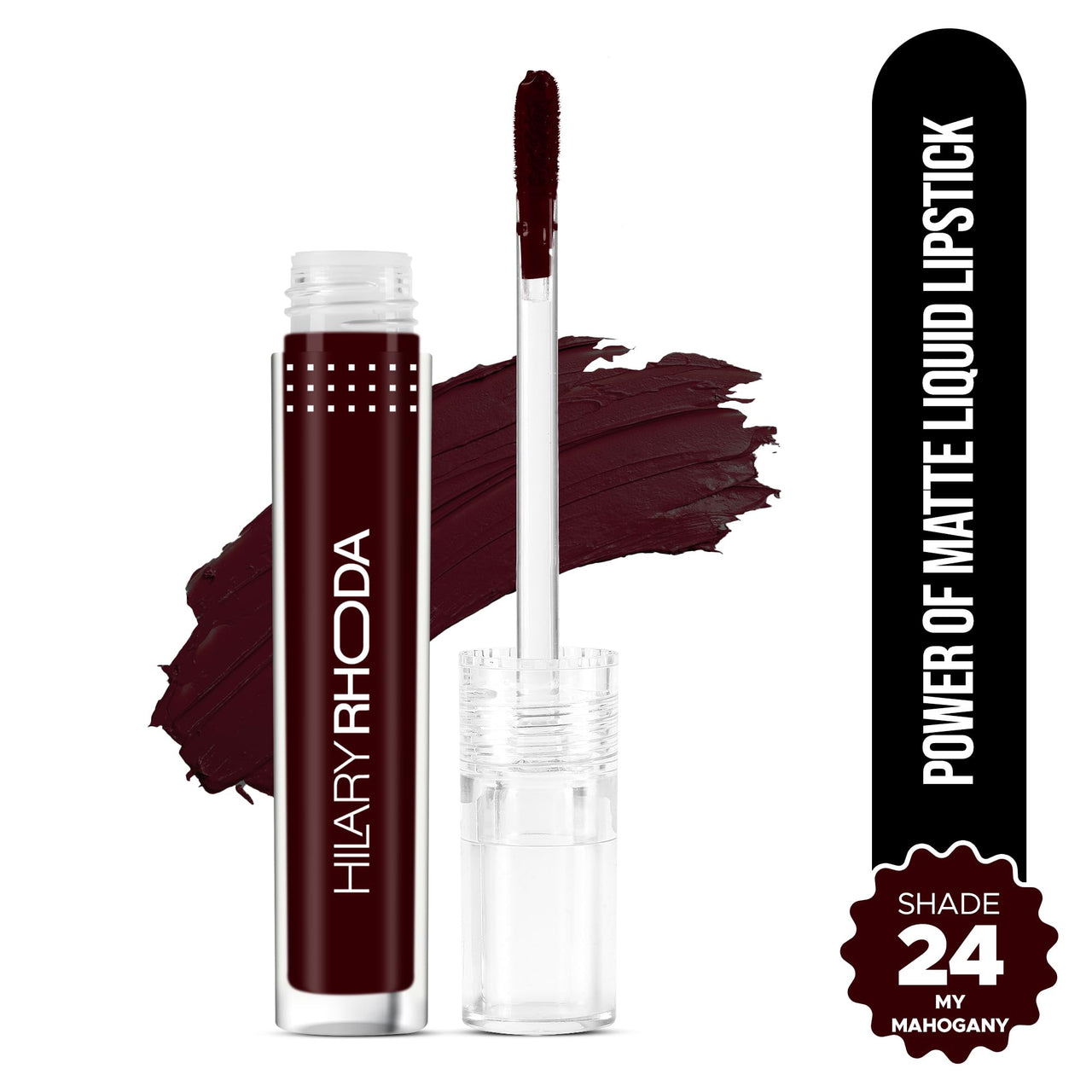 Hilary Rhoda Power Of Matte Liquid Lipstick | Buildable Colour | Long Lasting & Matte Finish | Lightweight & Non-Drying Formula | Smudge Proof & Non-Transferable | 3ml (My Mahogany - Shade 24)