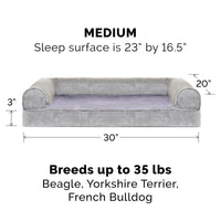 Furhaven Replacement Dog Bed Cover Faux Fur & Velvet Sofa-Style, Machine Washable - Smoke Gray, Medium Cover Only 30.0