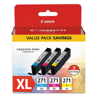 Canon CLI-271XL 3 Color Value Pack Compatible to MG6820, MG6821, MG6822, MG5720, MG5721, MG5722, MG7720, TS5020, TS6020, TS8020, TS9020 Cyan, Magenta and Yellow Multipack Ink Tank