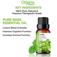 Organix Treasure Basil Essential Oil Pure, Natural & Undiluted Therapeutic Grade for Perfect For Cough, Colds, Clear Breathing, Pain, Mosquito Repellent, Aromatherapy, Relaxation, 15ML