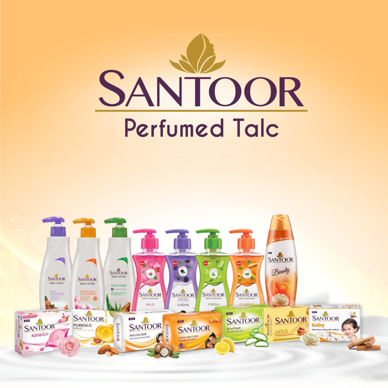 Santoor Beauty Talc with Sandalwood Extracts| Sandal, Rose, Musk & Geranium Mint Fragrance| Absorbs Excess Moisture| Dermatologically Tested| For All Skin Types (400g)
