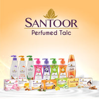 Santoor Beauty Talc with Sandalwood Extracts| Sandal, Rose, Musk & Geranium Mint Fragrance| Absorbs Excess Moisture| Dermatologically Tested| For All Skin Types (400g)
