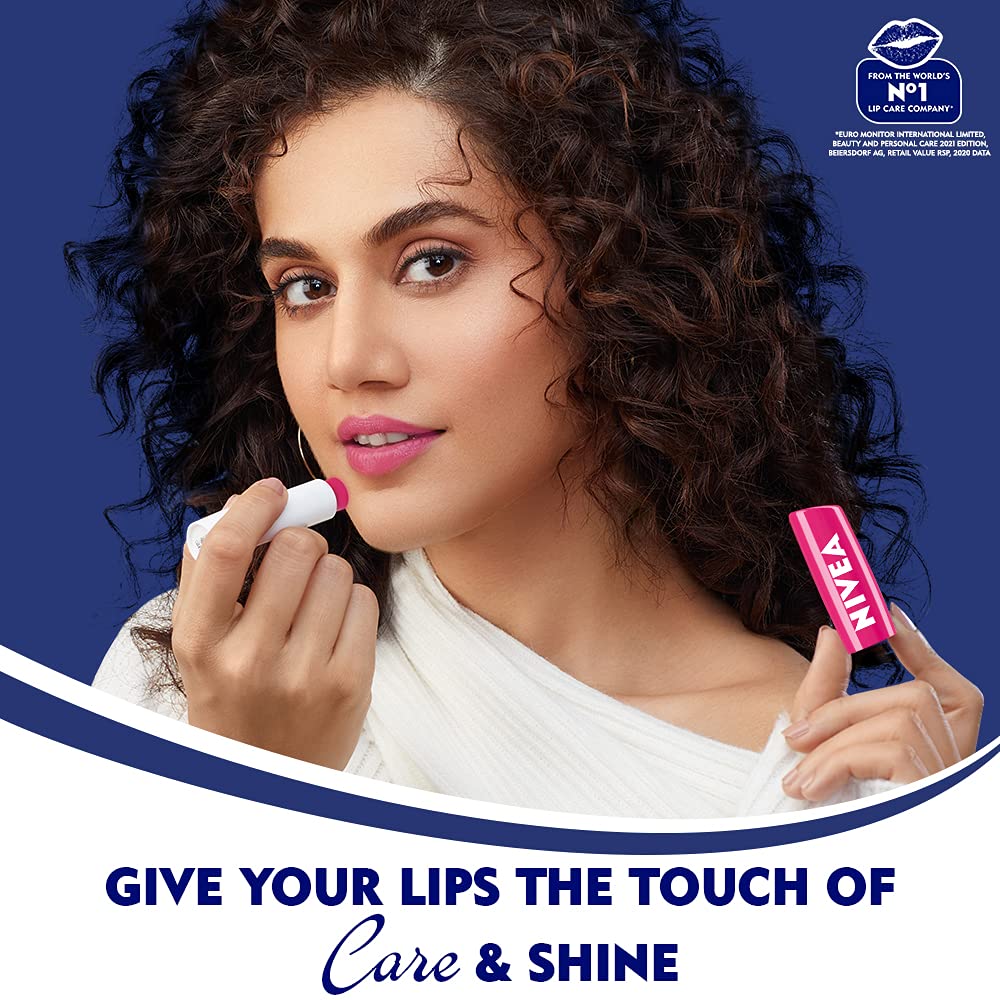 NIVEA Lip Balm, Fruity Peach Shine, 4.8g & NIVEA Lip Balm, Fruity Watermelon Shine, 4.8g
