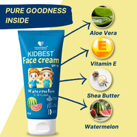 Healthbest Kids Face Cream SPF 15, 50ml - Organic, Gentle Baby Safe, Tear-Free, Paraben-Free, SLS-Free, Sensitive Skin Lotion, Watermelon Flavor