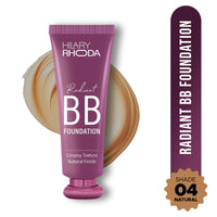 Hilary Rhoda Radiant BB Foundation | Ultra-Creamy & Lightweight Formula | 9 to 5 Stay | Hides Blemishes & Dark Spots | Blends Easily | Dewy Finish | 60g (Natural| Shade 04)
