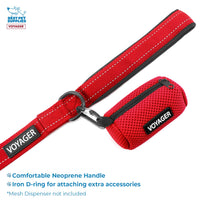 Voyager Step-in Plush Dog Harness  Soft Plush, Step in Vest Harness and Reflective Dog 5 ft Leash Combo with Neoprene Handle for Small and Medium Dogs by Best Pet Supplies -Set (Red Plush), S