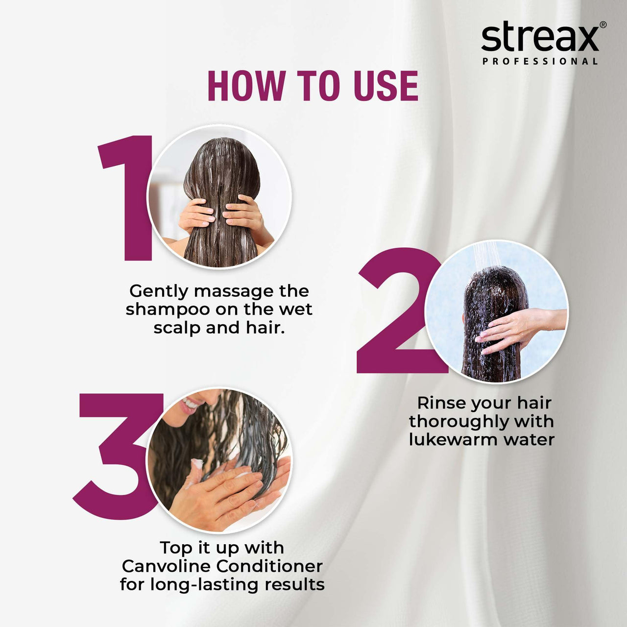 Streax Professional Canvoline Shampoo, Sulphate Free Shampoo for Women, Keratin Shampoo, For Straightened hair Post care, With Kera-Change Complex, Sulphate & Paraben Free Shampoo, 300 ml